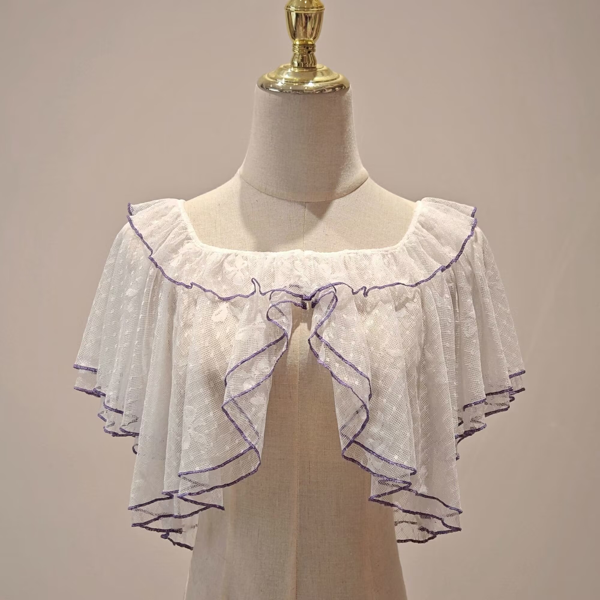 Manteau d'été Lolita court pour femmes, doux Kawaii, dentelle maille, ouvert sur le devant, Poncho gothique pour filles, Capes de princesse rétro mignonnes