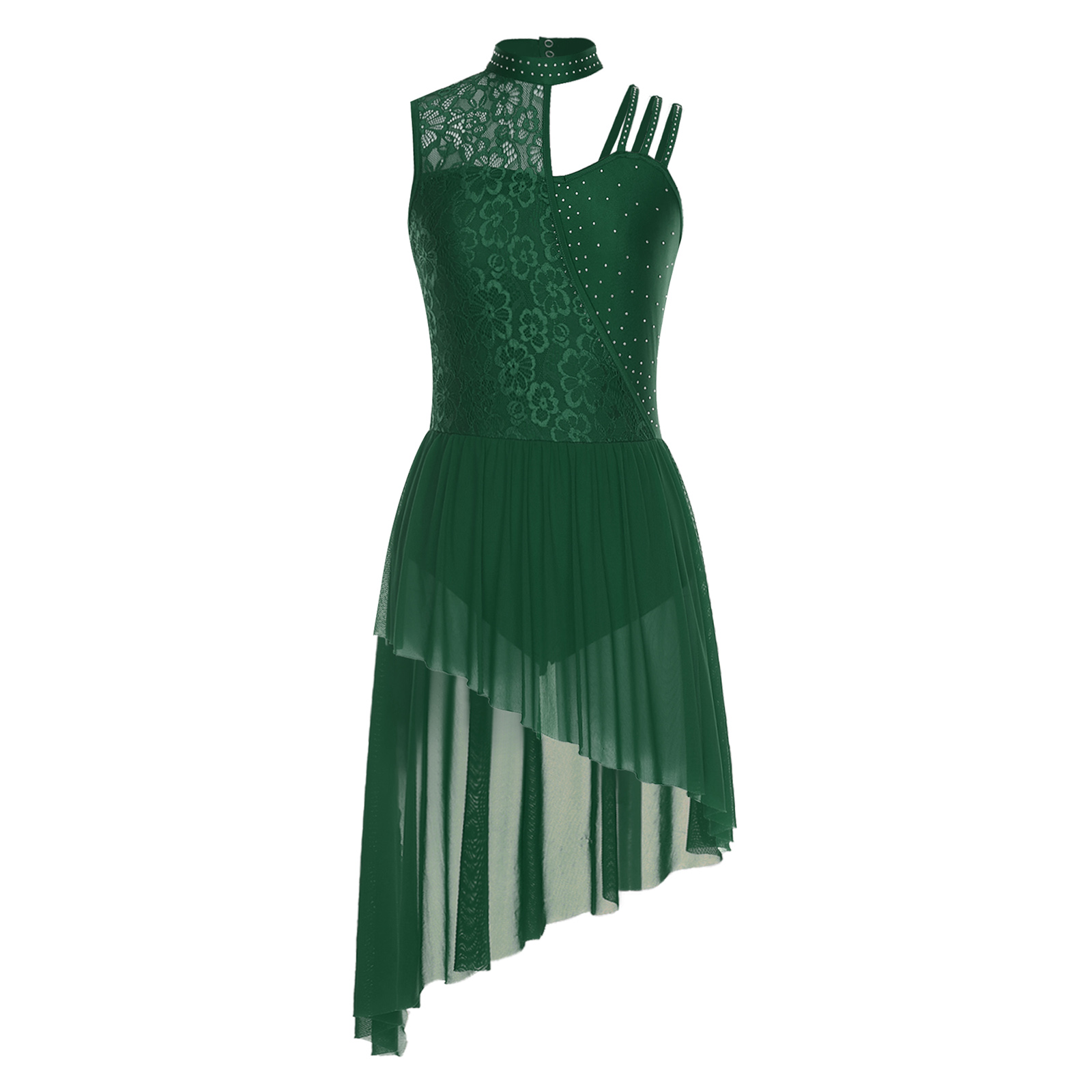 Maillot de Ballet de gymnastique pour femmes, robe justaucorps de danse lyrique, dentelle florale, strass, valse de Ballet, Costume de spectacle de danse latine