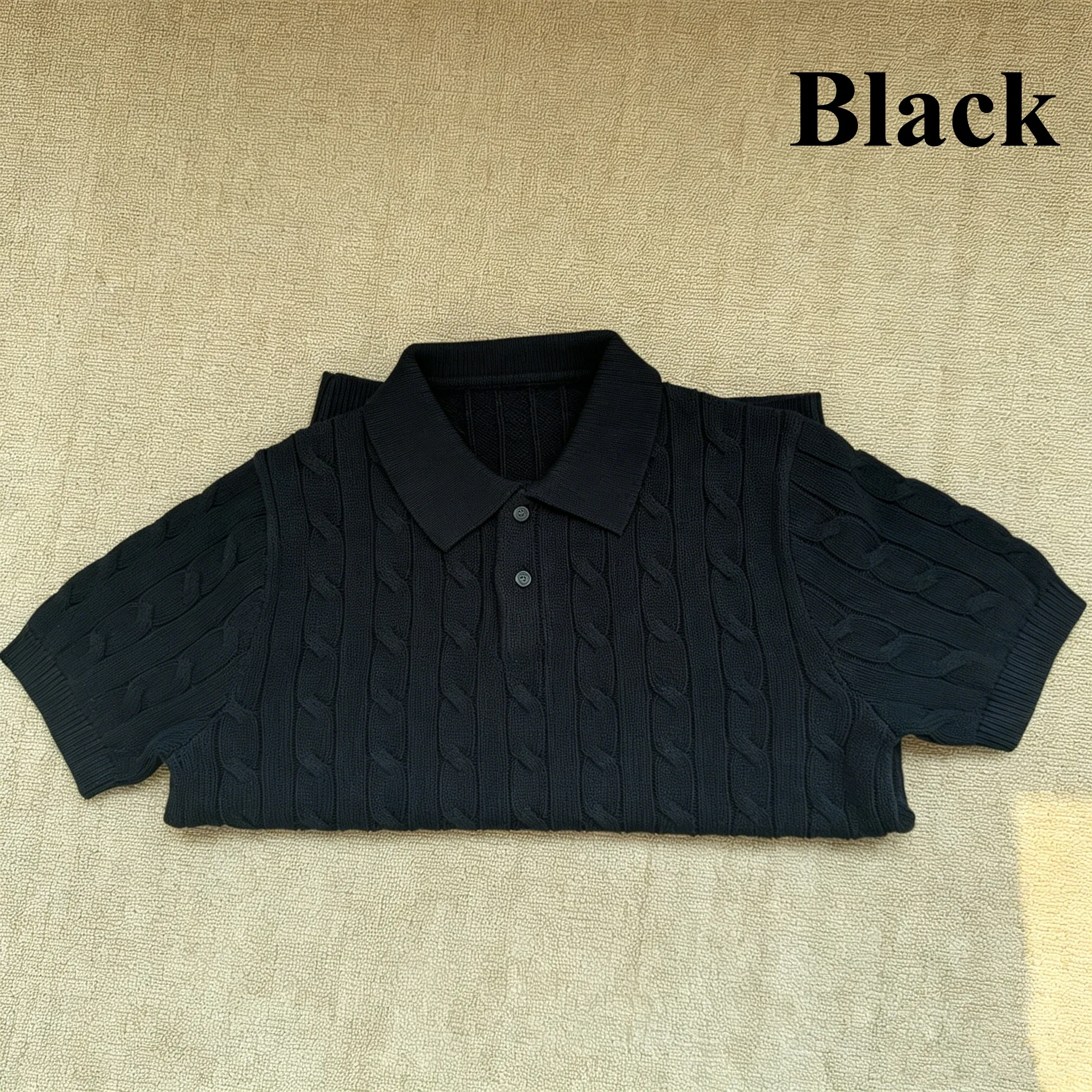 Chemises polo pour hommes, style Old Money, chemises brodées en coton, tissu tricoté, manches courtes, chemise de golf.