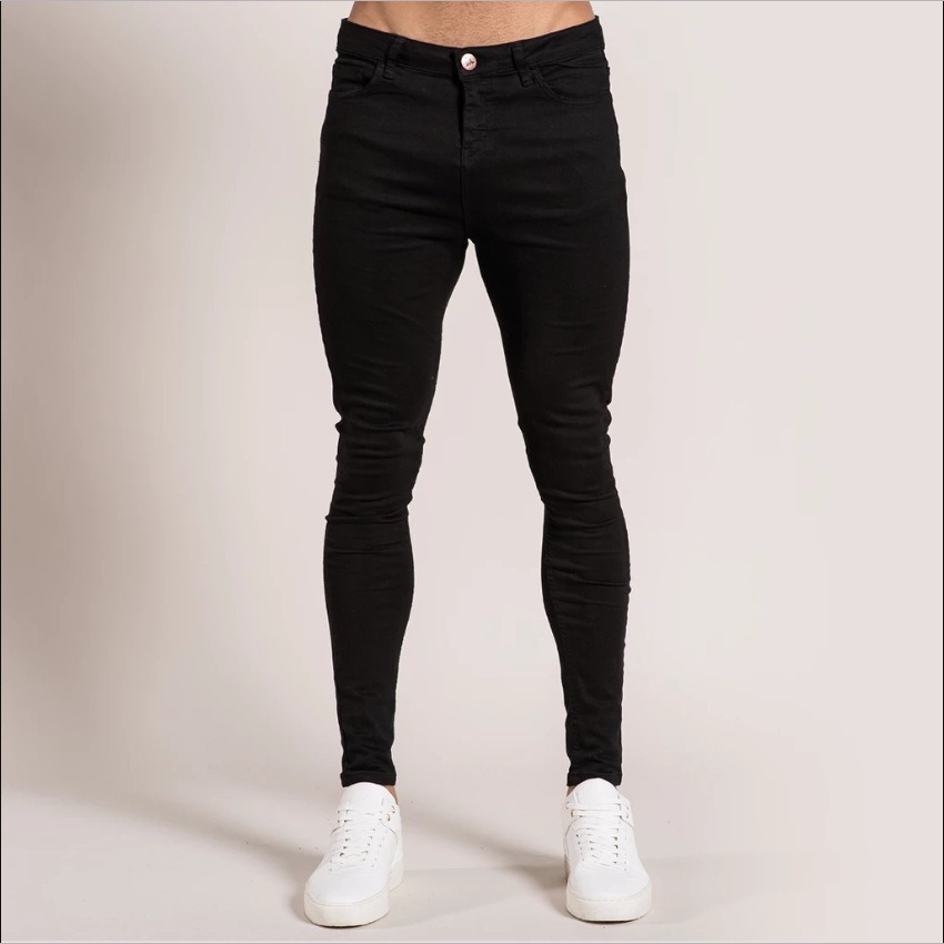 Jean skinny pour hommes, classique, élastique, en coton, Slim, pantalon en Denim extensible, de haute qualité, noir, costume décontracté