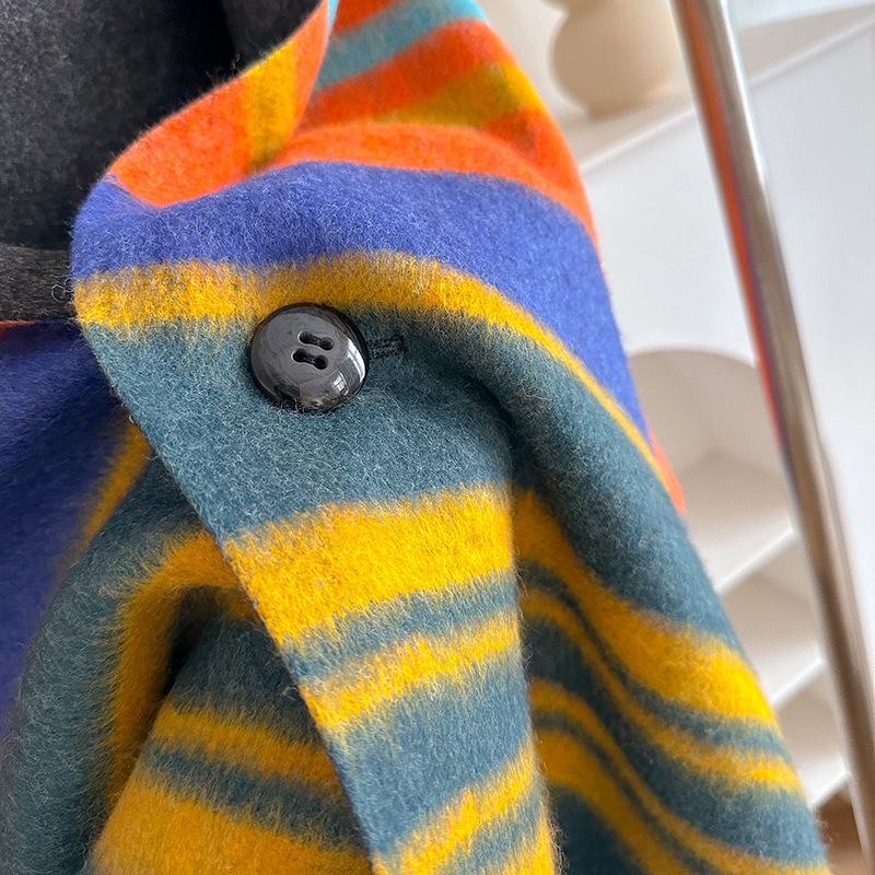 Nouvelle écharpe à carreaux vintage pour femme ; Cape en laine à franges d'automne et d'hiver ; Châle double face ; Guerre au cou chaude multifonctionnelle