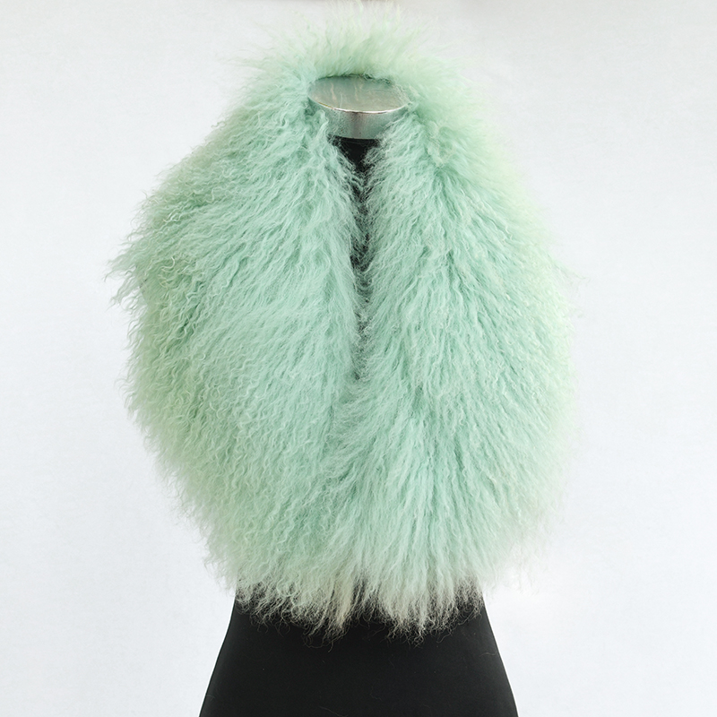 Manteau d'hiver décoratif pour femme, écharpe à col châle en vraie fourrure d'agneau mongole, CX-A-52