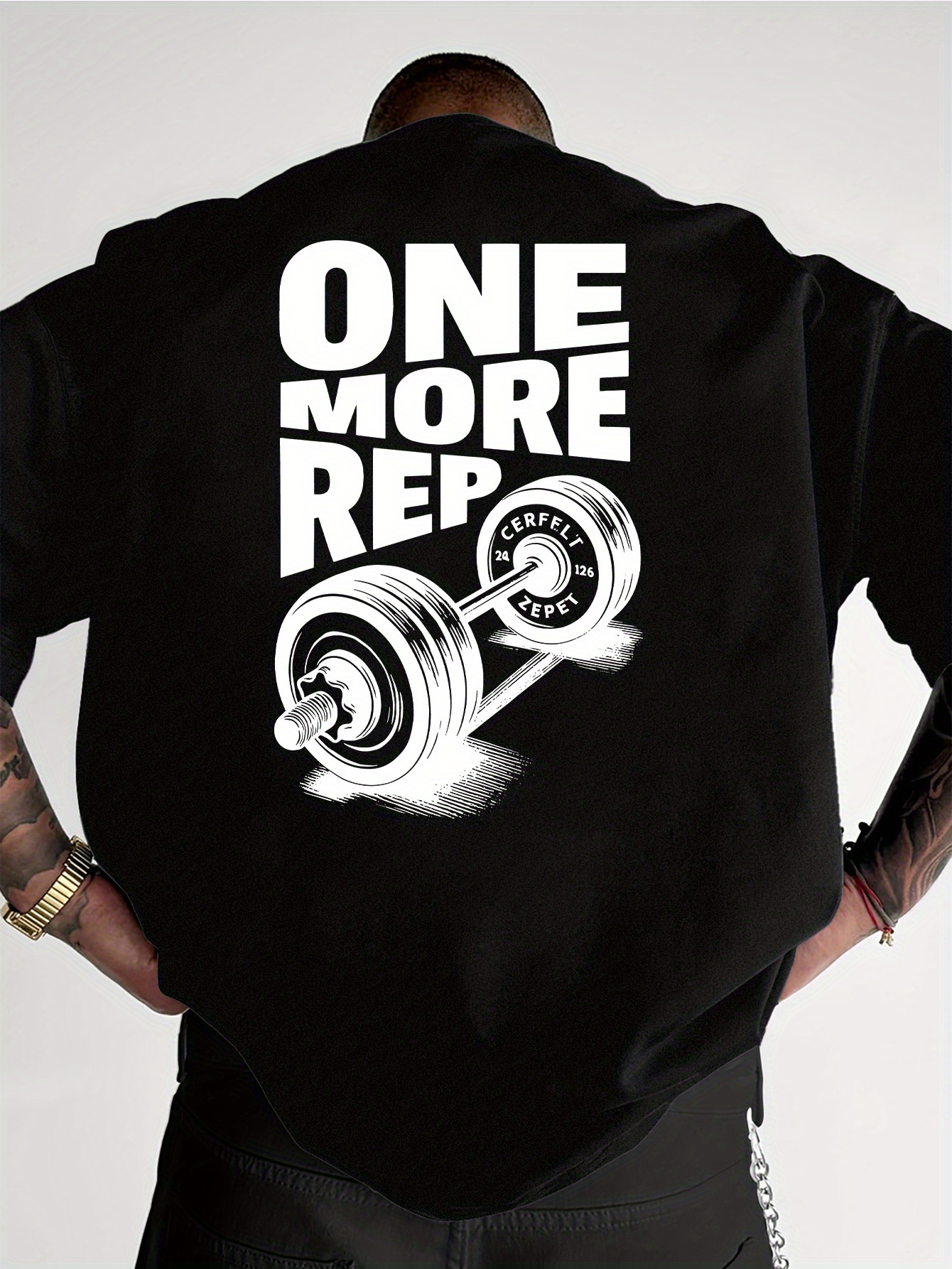 T-shirt Homme Vintage Amusant pour la Gym et l'Entraînement ONE MORE REP Musculation Streetwear Femme T-shirts Oversize Manches Courtes Coupe Ample
