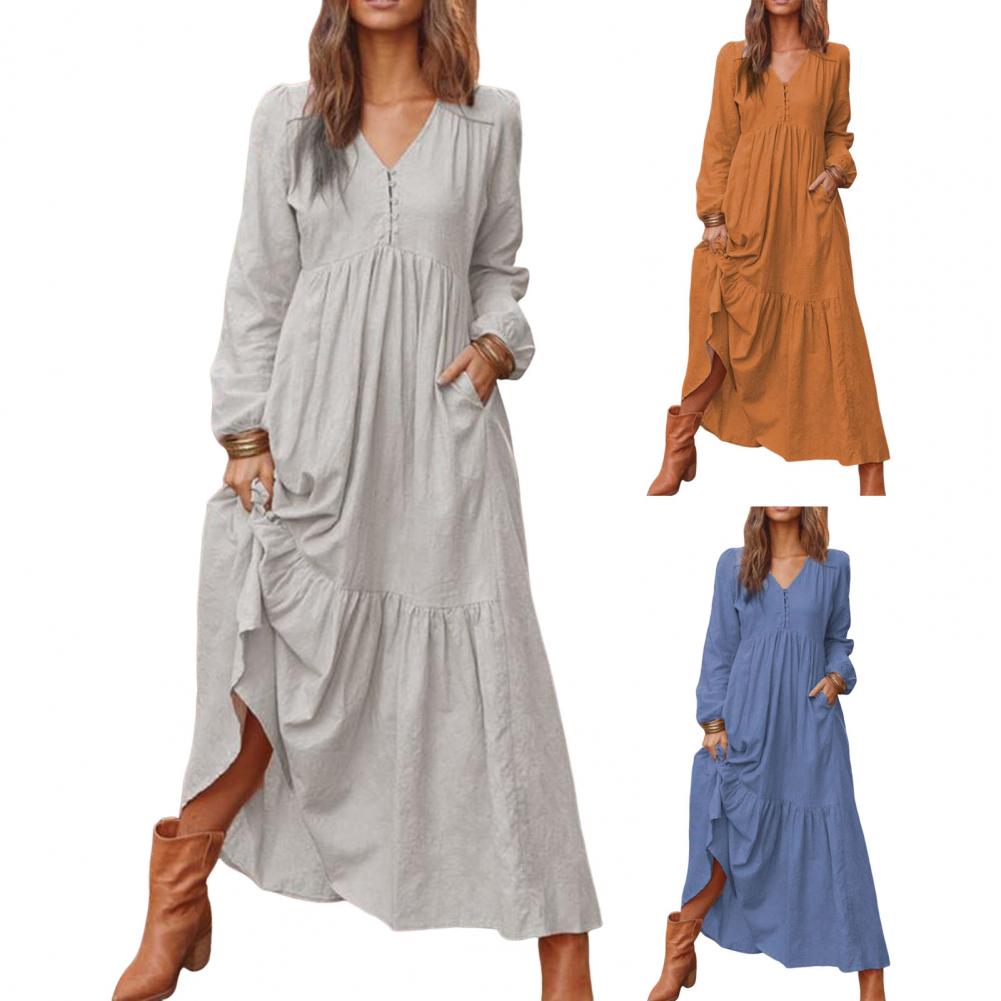 Robe longue légère d'été en coton pour femmes, ligne a, robes mi-longues en mousseline, robe Beige élégante pour femmes