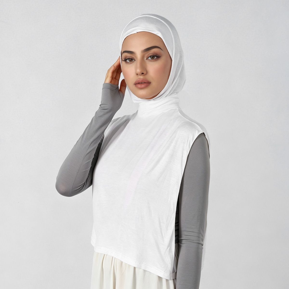 Hijab instantané en jersey musulman avec faux col pour femme, abayas, foulard de sport islamique, turbans, turban en modal, couvre-chef avec col ﻿