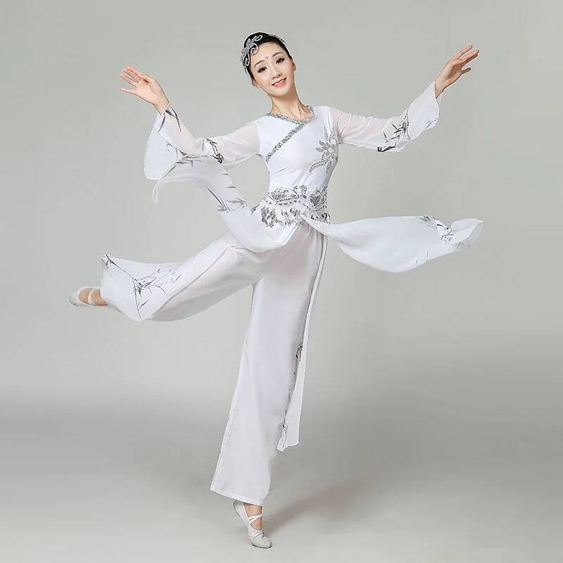 Vêtements de danse classique traditionnels pour femmes, danse folklorique chinoise, robe à manches d'eau, vêtements Yangko, pantalon prairie, jupe hanfu