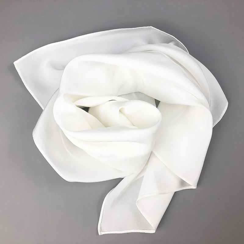 Nouveau foulard en soie pour femmes, châles à col carré, Bandana blanc solide, bandeau pour cheveux, foulard pour peinture à la main