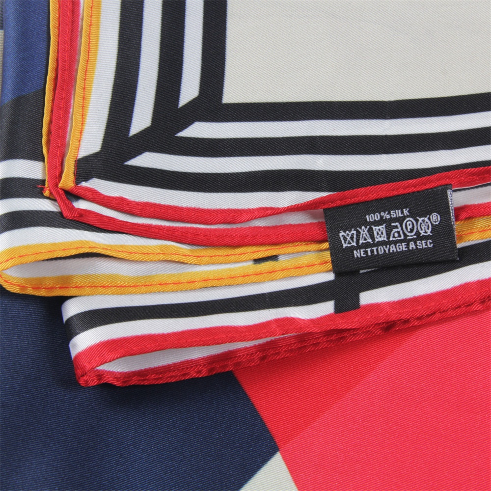 Foulard en soie sergé dame châles course de Ski imprimé foulards carrés enveloppes femmes Hijabs Bandana Foulards grand foulard 90 cm