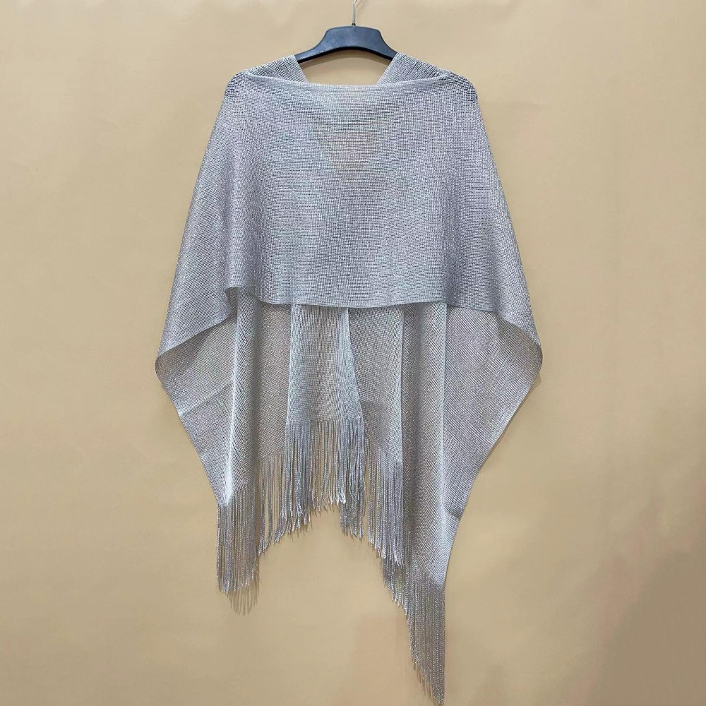 Écharpe de Protection solaire d'été, glands dorés et argentés, écharpe de mariage, robes de tempérament élégantes, châles pour femmes