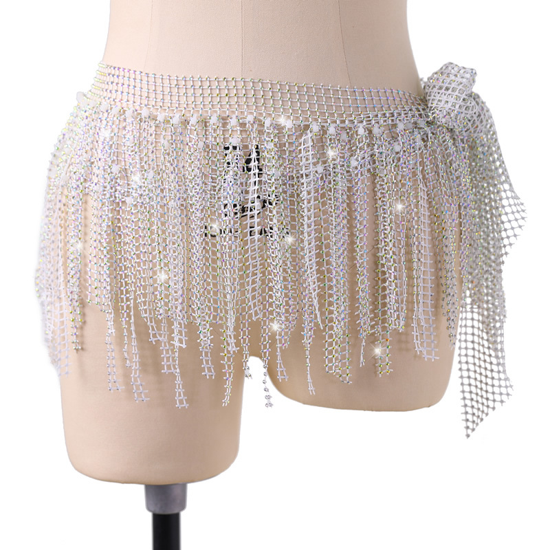 Accessoires de costume de danse orientale pour femmes : Foulard de hanche multicouche à franges, Jupes, Chaînes de taille brillantes pour la danse orientale et la danse indienne