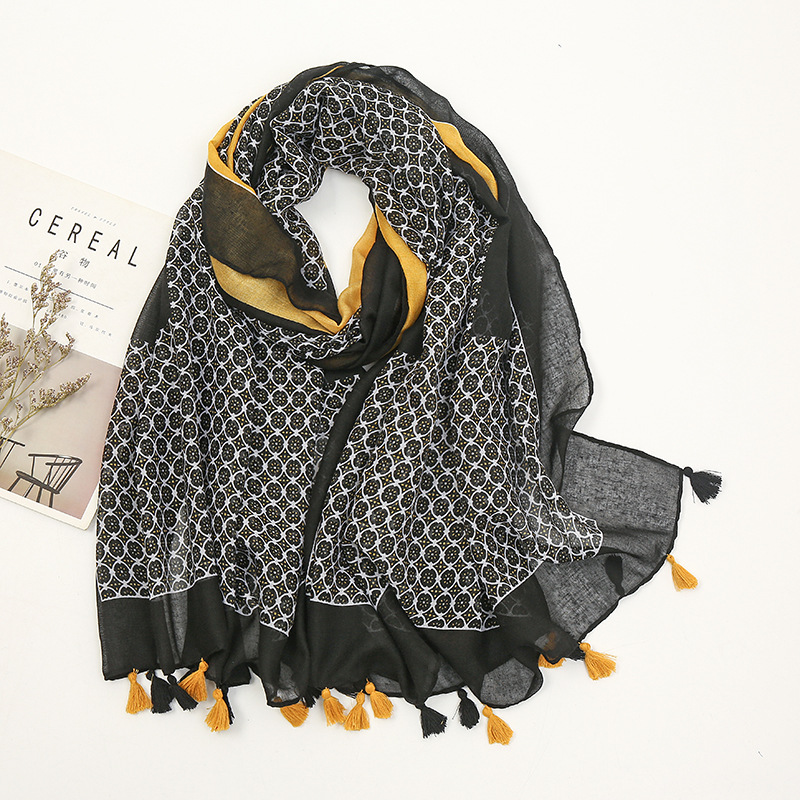 Châle en Viscose avec pompon Floral pour femme, foulard de haute qualité, foulard musulman, Hijab, collection printemps et été