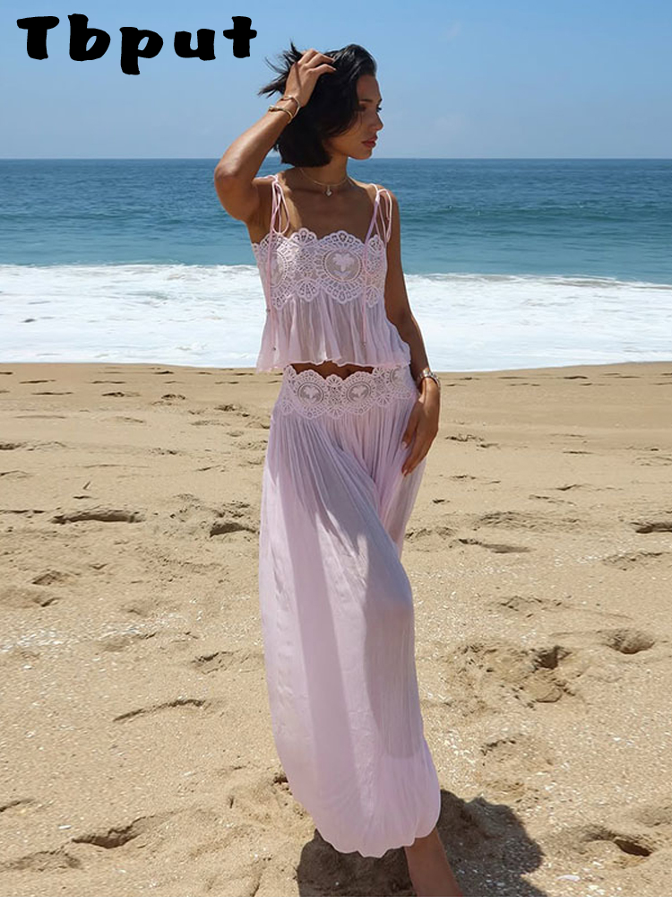 Ensemble jupe et haut imprimé sexy pour femme, haut sans manches et longue jupe, tenue de vacances tendance été 2026 pour femme