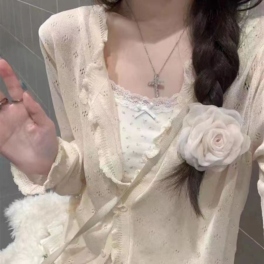 Cardigan rose à manches longues pour femmes, mode coréenne Kawaii, Harajuku, Y-CoAdvantages, chemises esthétiques, vêtements d'été de style coréen