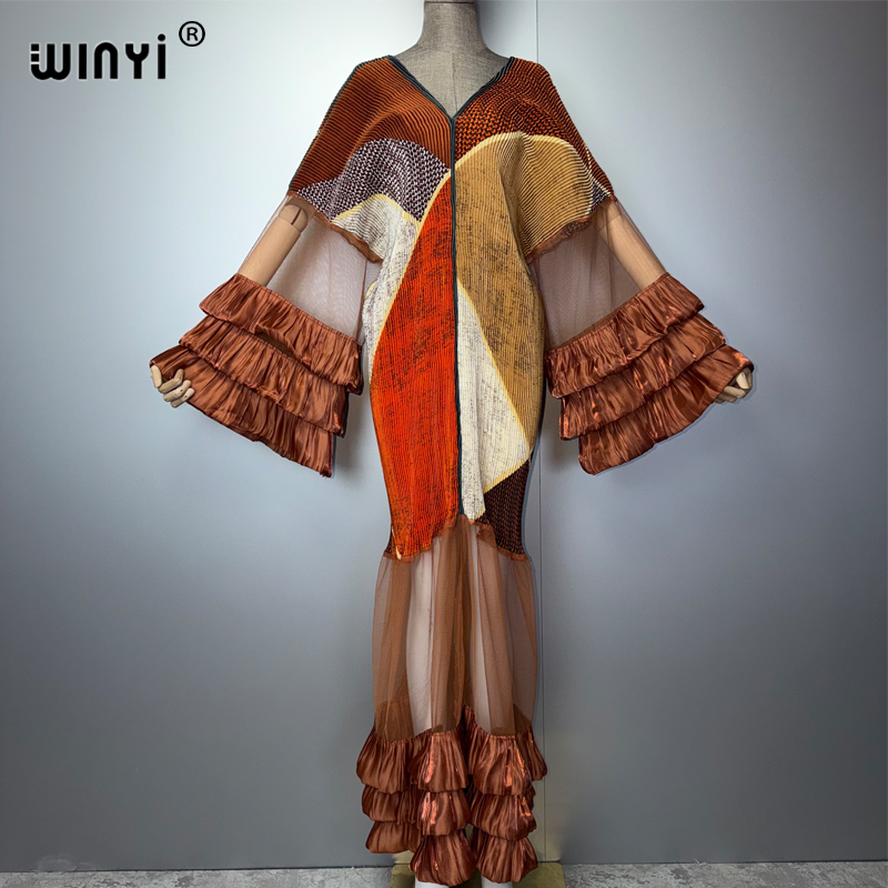 Robe plissée élastique ample WINYI, paréo de plage, abaya de luxe Dubaï, robe de soirée tendance, abaya, caftan pour femme musulmane