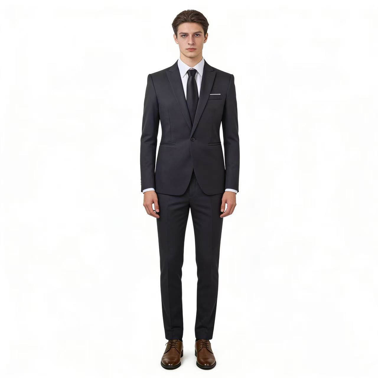 Ensemble de costume de mariage décontracté pour homme, style coréen, coupe ajustée, vêtements formels en tissu polyester, saison printemps-été-automne
