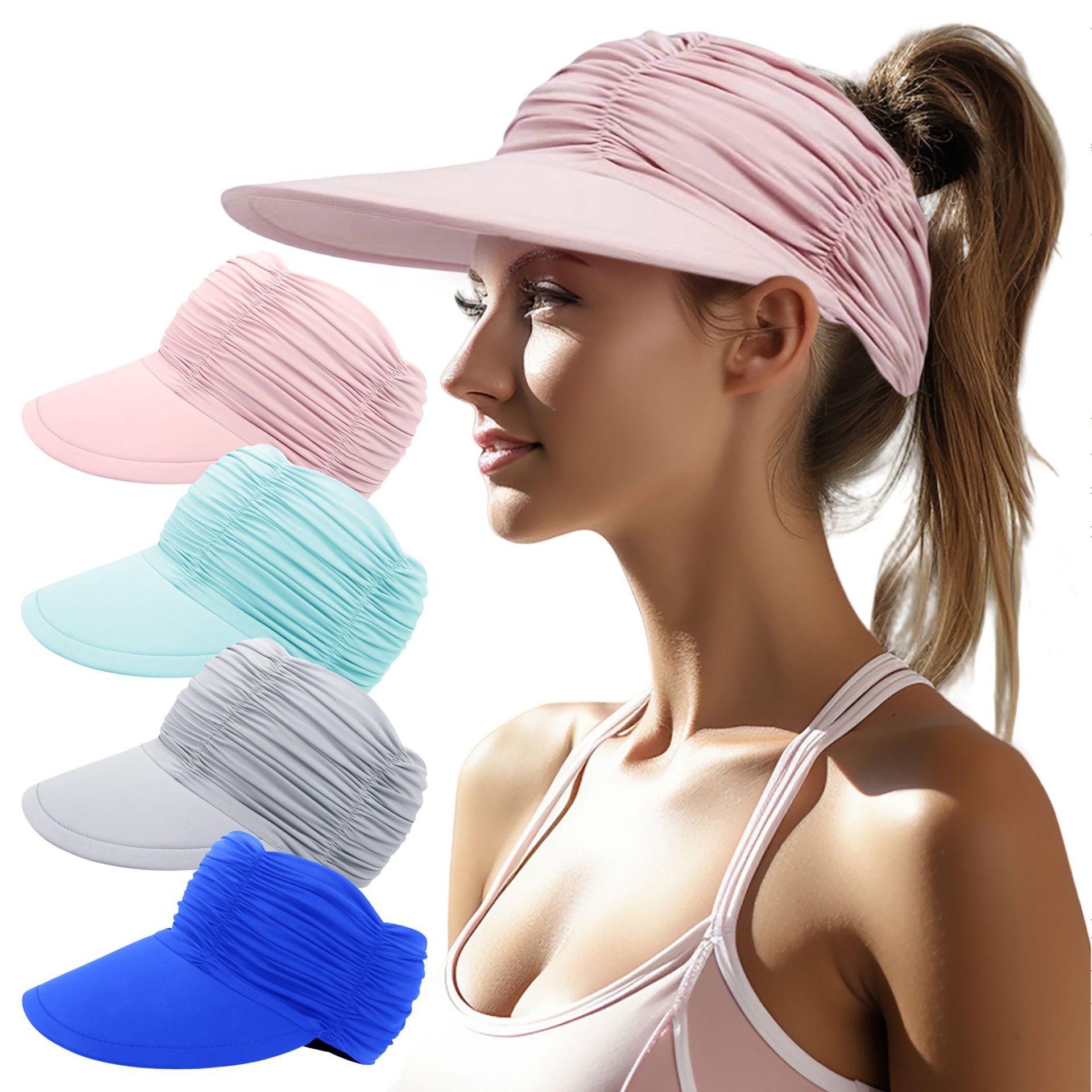 Casquette de baseball pour femme avec visière large et protection UV, idéale pour la plage et le sport en été
