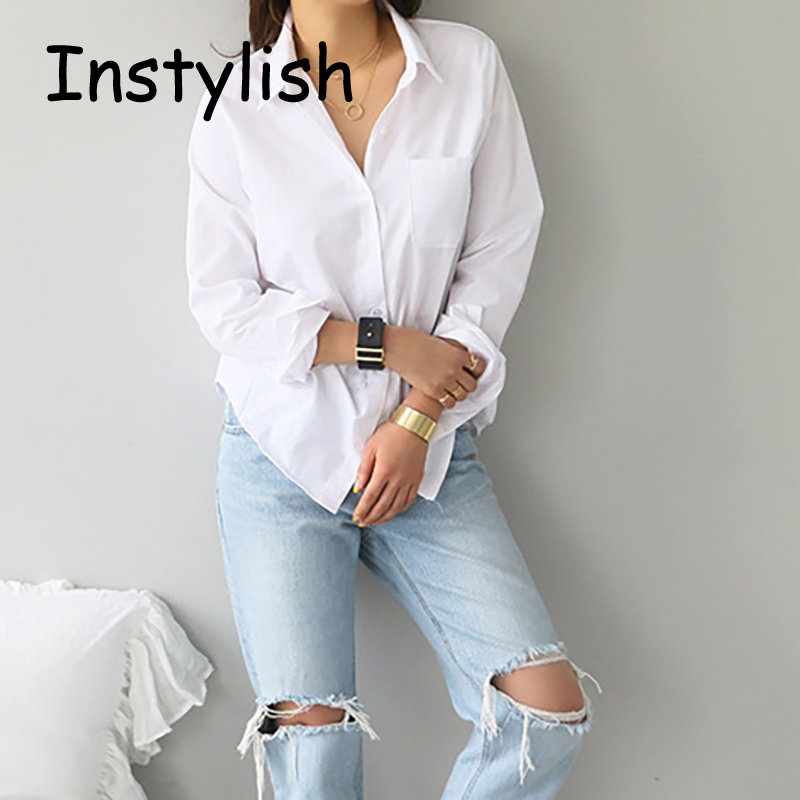 Chemise blanche à manches longues pour femmes, chemisier adt rabattu, chemise décontractée en coton, style adt, streetwear, tuniques, printemps, nouveau, 2023