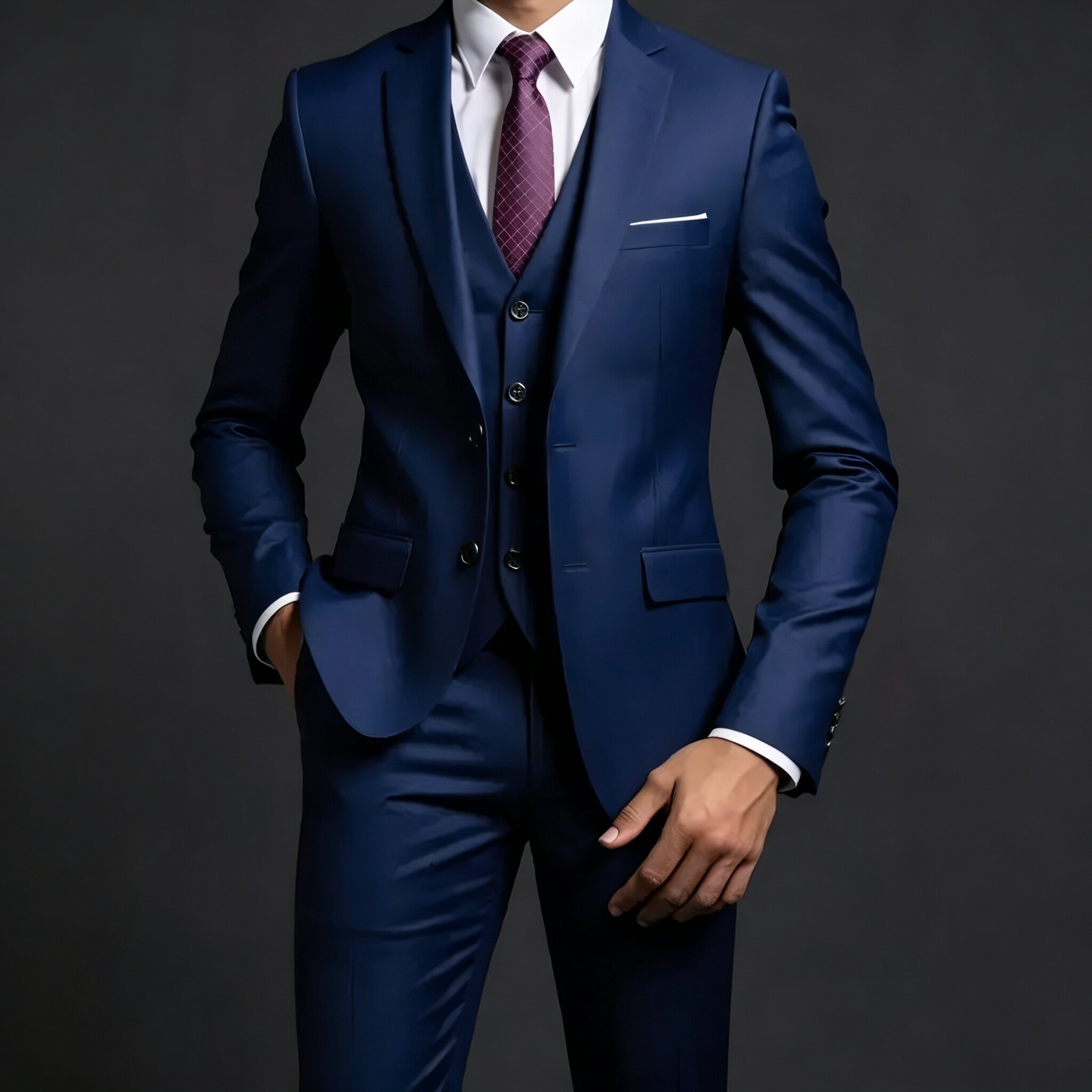 Ensemble de costume d'affaires 3 pièces pour homme, couleur unie, de haute qualité, comprenant un blazer, un gilet et un pantalon, idéal pour mariage, banquet, tenue formelle de marié ou de témoin.