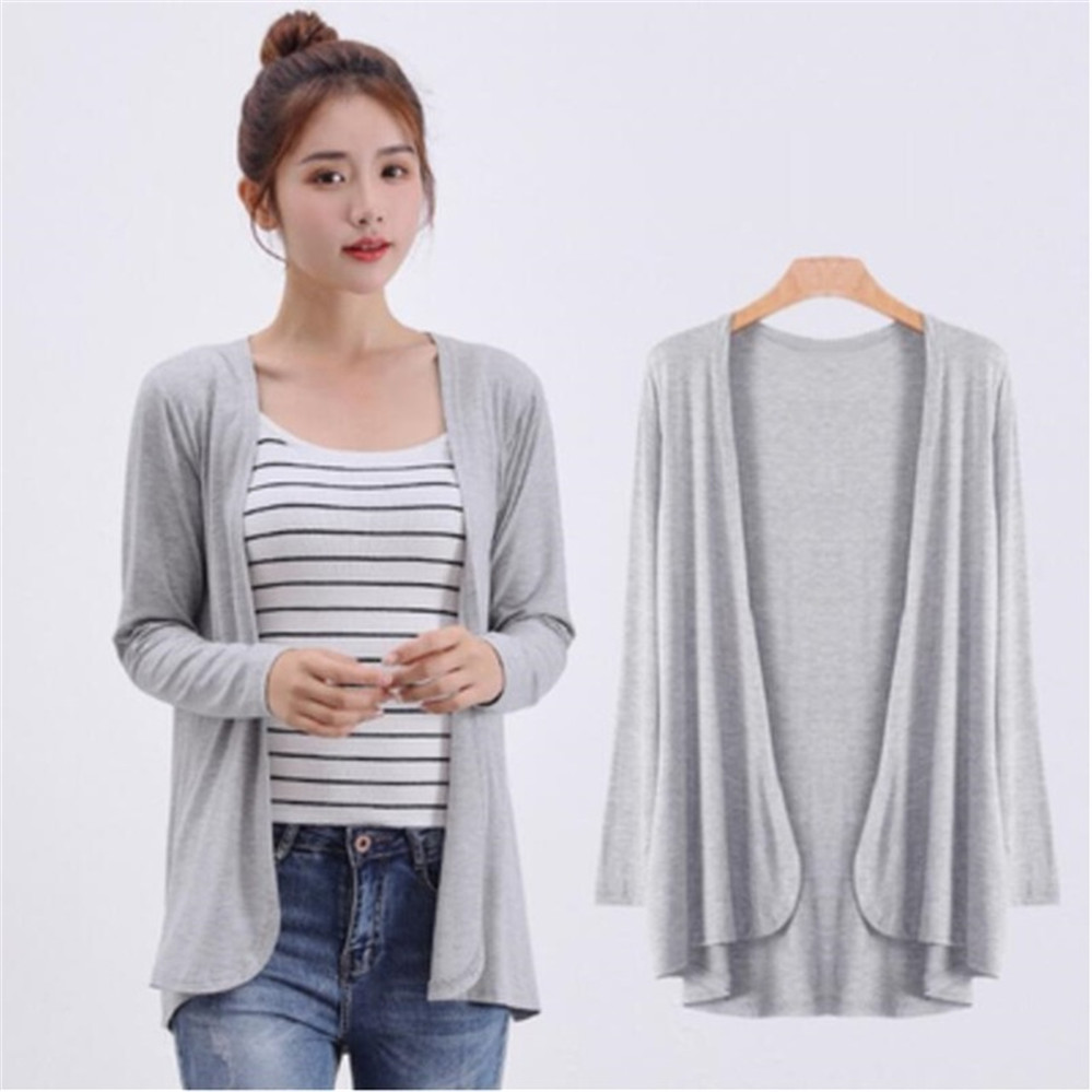Cardigan Modal coréen pour femmes, châle pour dames, pull en coton, manches longues, manteaux fins décontractés, été automne 2024