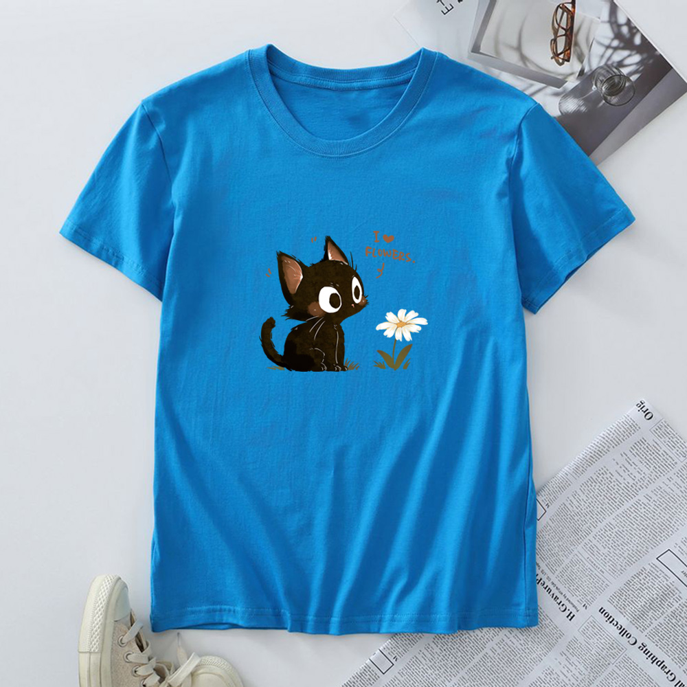 T-shirt en coton pour femmes mode Kawaii Harajuku chat graphique t-shirts été à manches courtes femme T-shirt hauts femme T-shirt vêtements