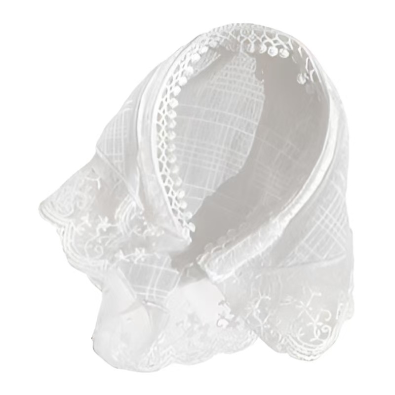 1 pièce Bandeau foulard en dentelle blanche intégré, foulard triangulaire français, chapeau foulard carré, style campagnard, accessoire capillaire pour femme