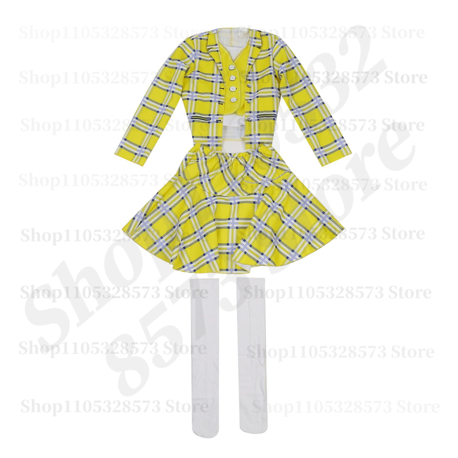 Costume Clueless pour filles, tenue 2 pièces, robe à carreaux pour carnaval, fête d'anniversaire, cosplay, tenue d'étudiante, fille sexy et épicée