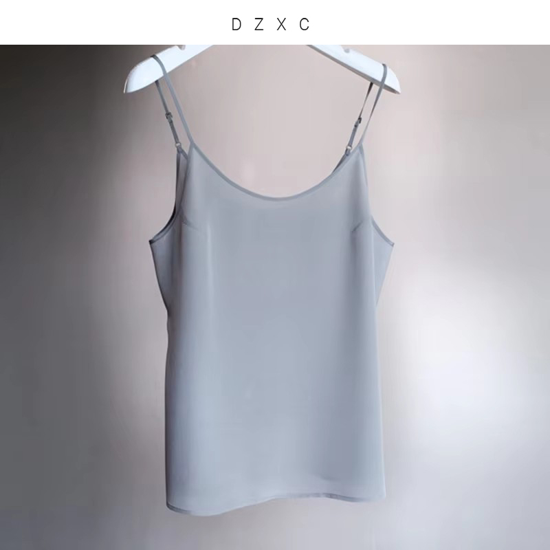 Camisole 100% soie de mûrier pour femme, idéale à porter en extérieur ou comme sous-vêtement, avec bretelles réglables