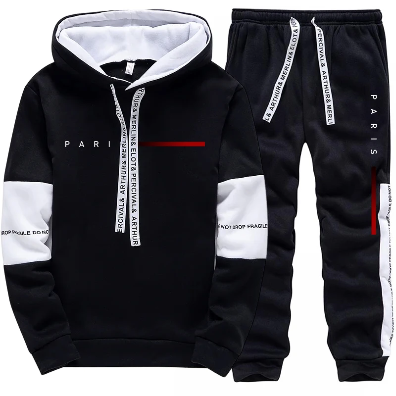 Sweat-shirt à capuche pour hommes, pantalon de survêtement, mode Paris, Streetwear, toutes saisons, quotidien, sport décontracté, pull, pantalon de Jogging