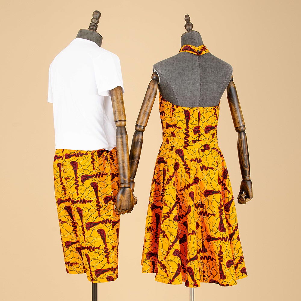 Vêtements africains pour couples, robes creuses sexy à imprimé Ankara, pantalons courts assortis pour hommes, vêtements d'amour Bazin Riche, YA72C02