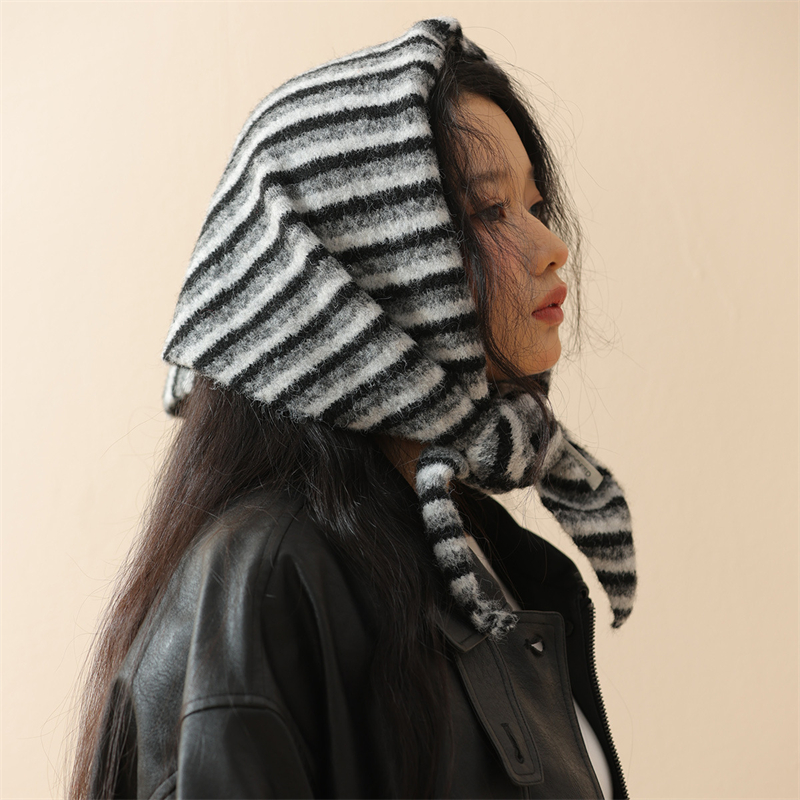 Femmes laine écharpe châle hiver multi-fonctionnel chaud doux tricoté rayé Triangle marque de mode Bandana dame foulards foulard