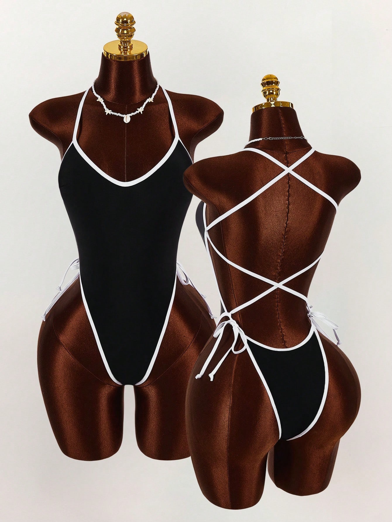 Combinaison sexy sans manches en noir et blanc contrastant pour femmes, pour la mode de rue et les soirées d'été