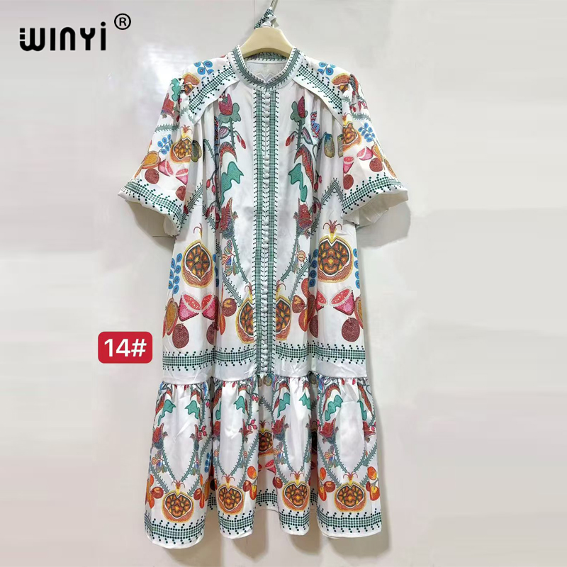 WINYI robes musulmanes pour femme robe maxi imprimé fleuri caftan abaya dubaï luxe été bohème robe de soirée vacances Caftan