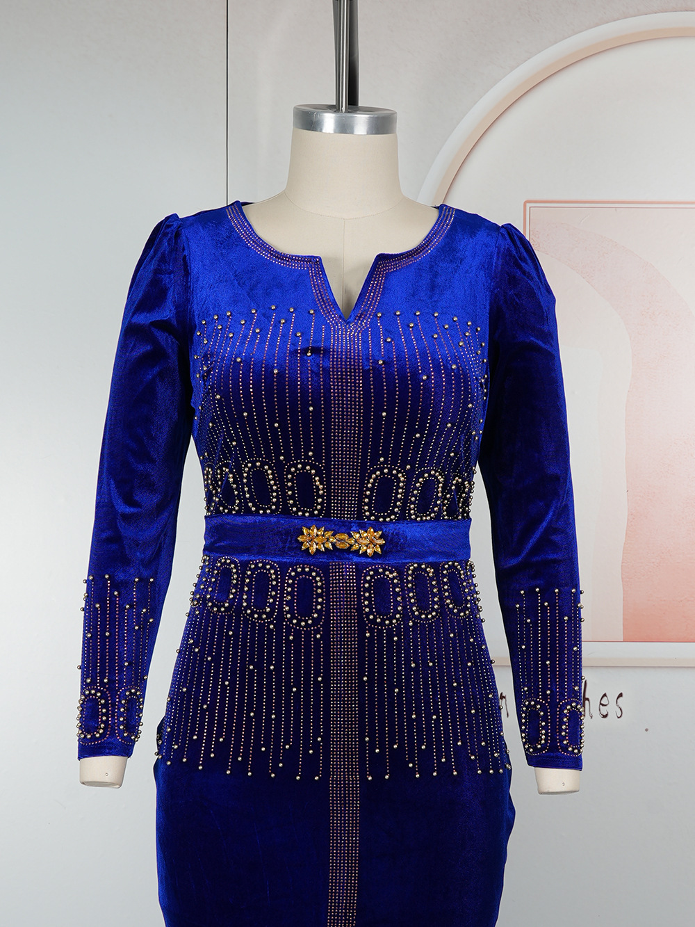 Robes de luxe en velours diamant pour femmes, élégantes, manches longues, robe de soirée sirène, turquie, vêtements pour dames africaines, caftans