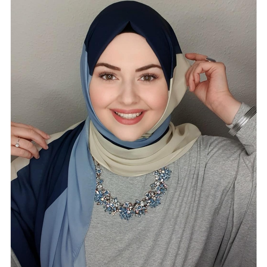 Écharpe Islamique de Luxe en Mousseline de Soie pour Femme, Hijab Bleu, Abaya en Jersey, Robe Musulmane, Turbans, Tête Instantanée, Ronde
