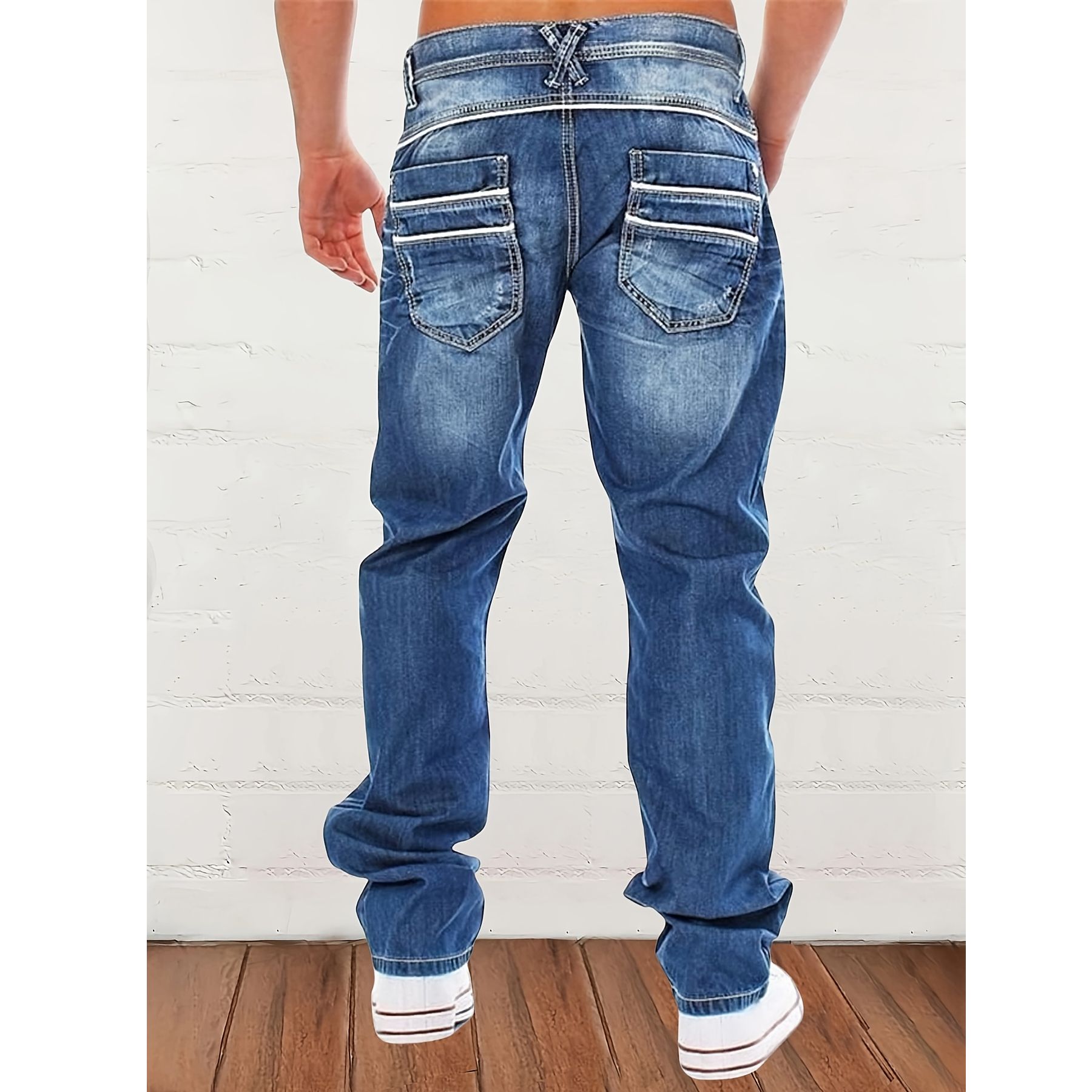 Nouveaux hommes rétro ample décontracté jambe droite jean confortable coupe classique hommes Denim pantalon