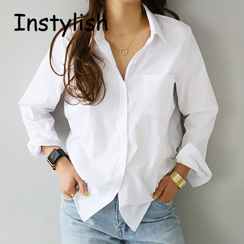 Chemise blanche à manches longues pour femmes, chemisier adt rabattu, chemise décontractée en coton, style adt, streetwear, tuniques, printemps, nouveau, 2023
