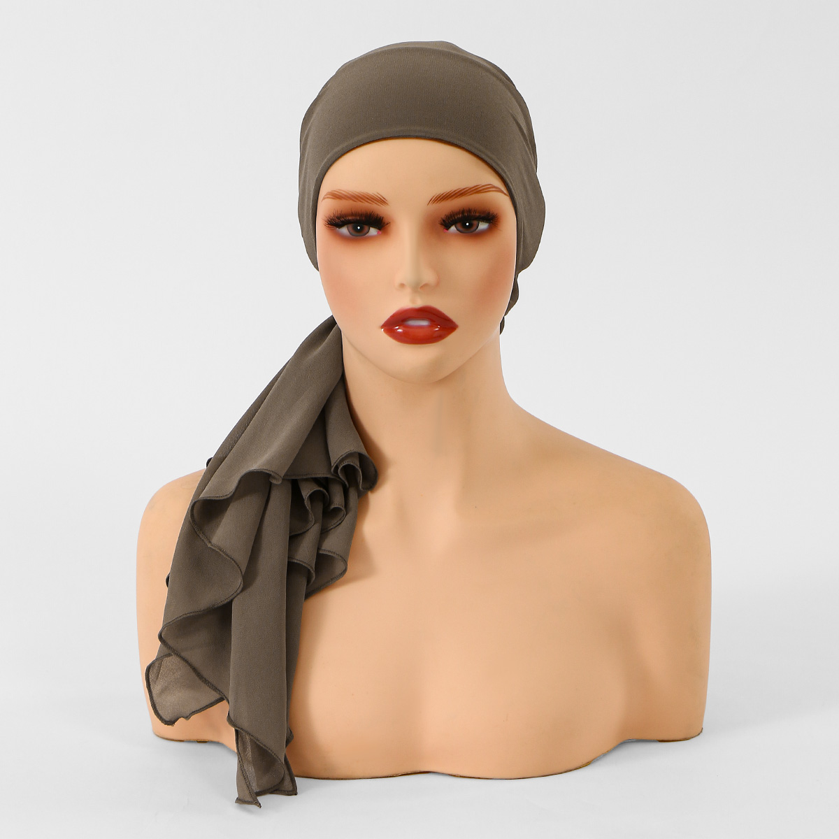 Ensemble Hijab Instantané en Mousseline Unie pour Femme avec Bandeau, Turban, Bonnet et Foulards en Jersey Élastiques, Chapeaux Hijab Respirants