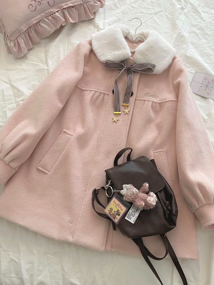 Manteau en laine à manches longues pour femmes, Style Preppy japonais, ample, de styliste, élégant, doux, Kawaii, vêtements Vintage