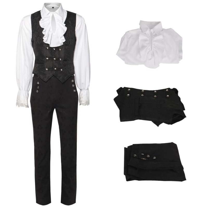 Hommes Steampunk Renaissance Prince Halloween Cosplay tenue gothique médiéval victorien édouardien chemise gilet pantalon redingote Costume nouveau