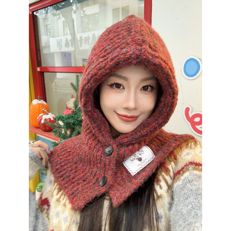ELFSACK Écharpe chaude mignonne cagoule à boutons intégrés pour femme