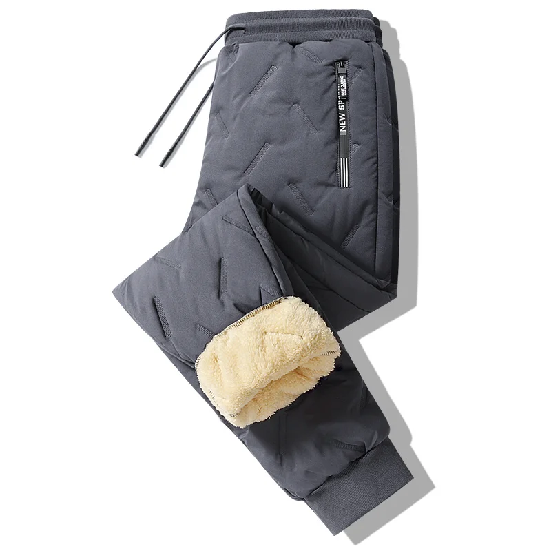 Vêtements de survêtement d'hiver pour hommes, pantalon de survêtement en polaire épaisse en laine d'agneau, pantalon thermique décontracté, imperméable, coupe-vent, en coton chaud