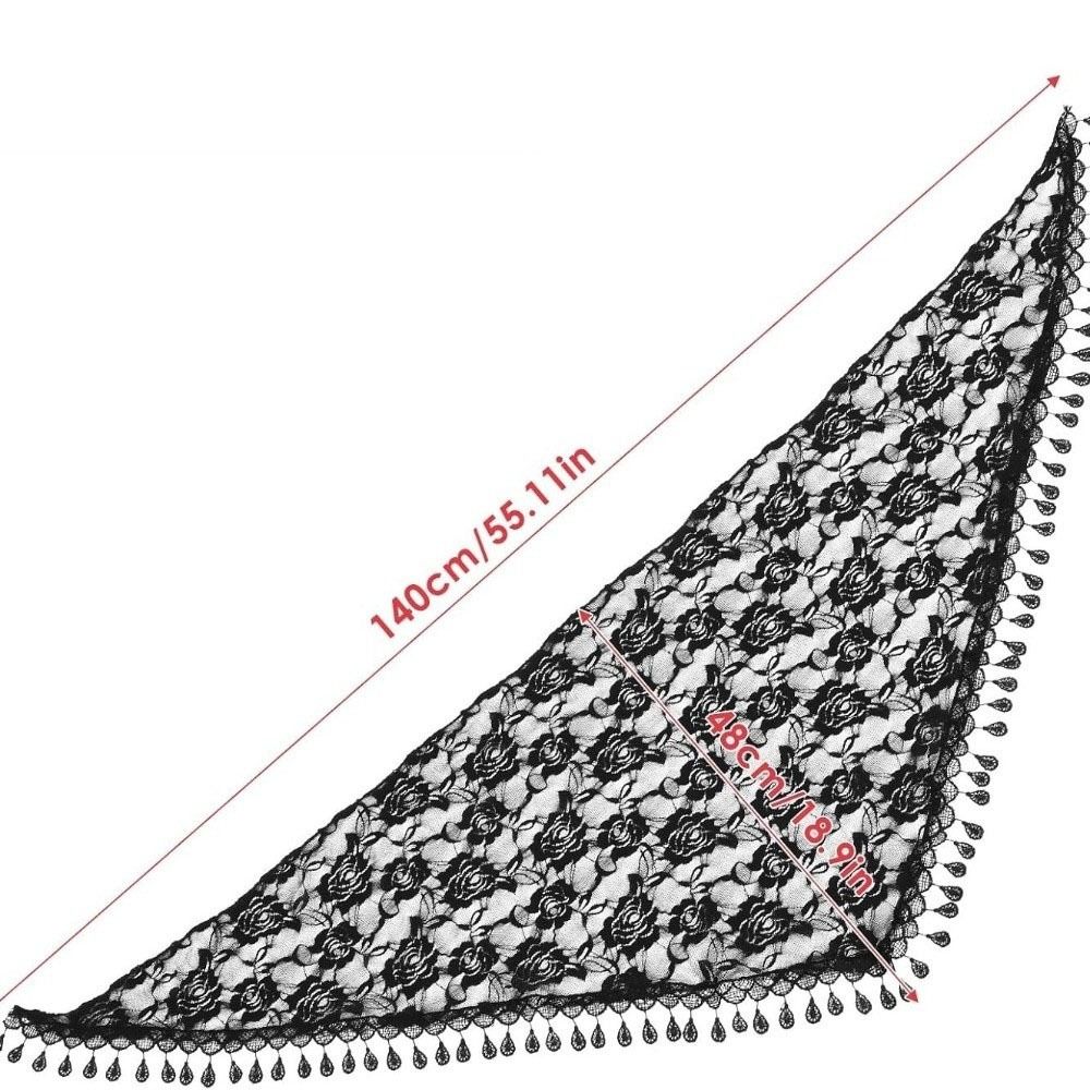 Écharpe vintage en dentelle anti-UV avec pompon, style coréen, imprimée, foulard, bandeau pour cheveux, bandeau triangulaire à fleurs colorées, pour l'église