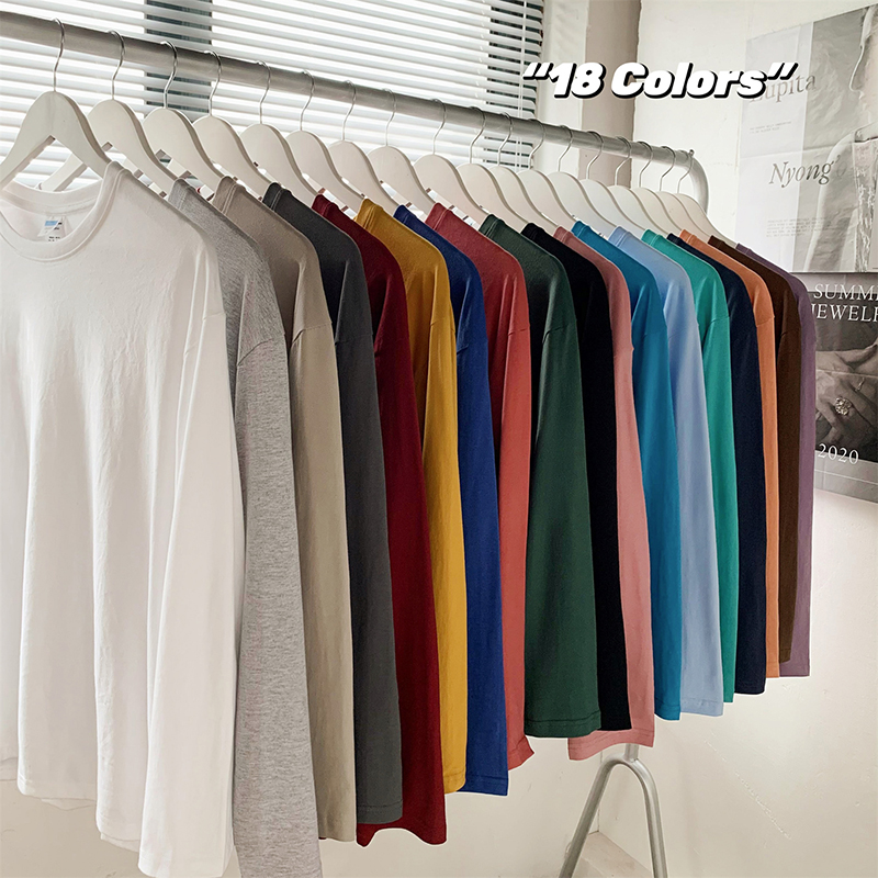 T-shirt blanc à manches longues pour hommes et femmes, S-3XL haut T-shirt blanc pour documents solides