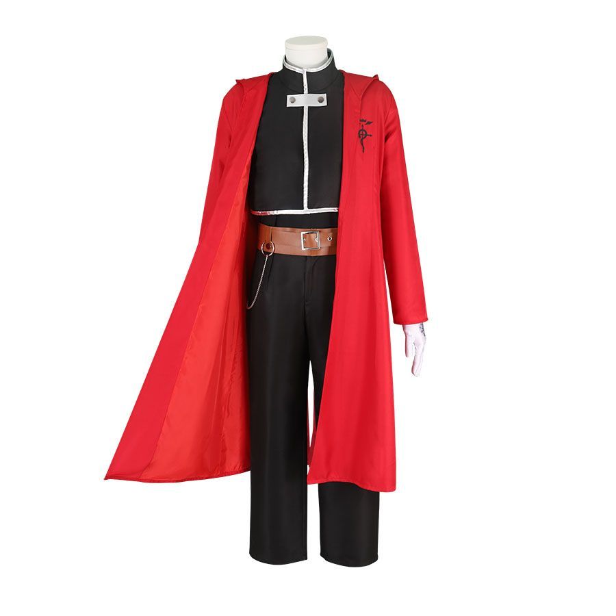 Costumes de Cosplay Anime Fullmetal Alchemist Edward Elric pour hommes, cape rouge, gilet, T-Shirt, pantalon, gants, tenues pour Halloween, costume de carnaval