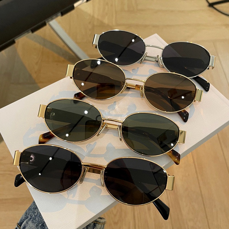 Lunettes de soleil ovales tendance pour femmes, nouvelle marque de luxe, monture en métal, lunettes de soleil classiques vintage rondes unisexes