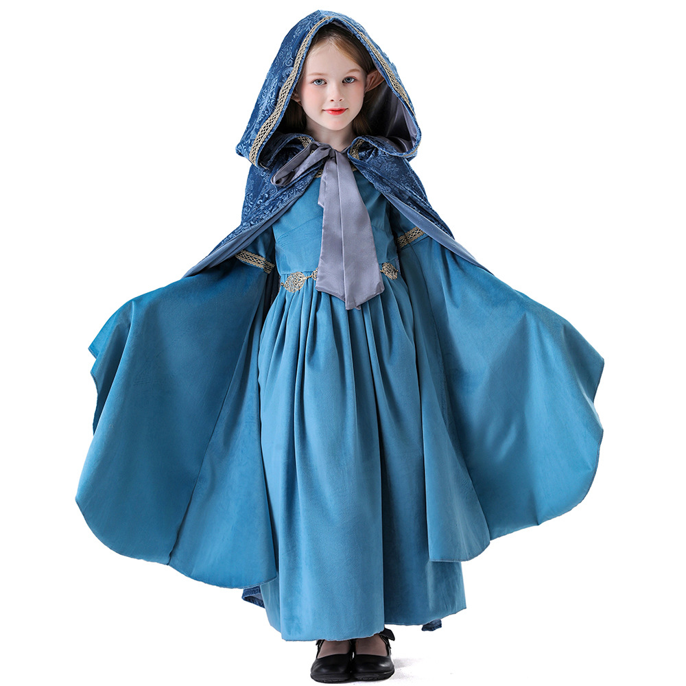Robe de princesse elfe, robe de spectacle de festival, ensemble de la reine, robe de cour médiévale COS, déguisement somptueux pour Halloween et Noël