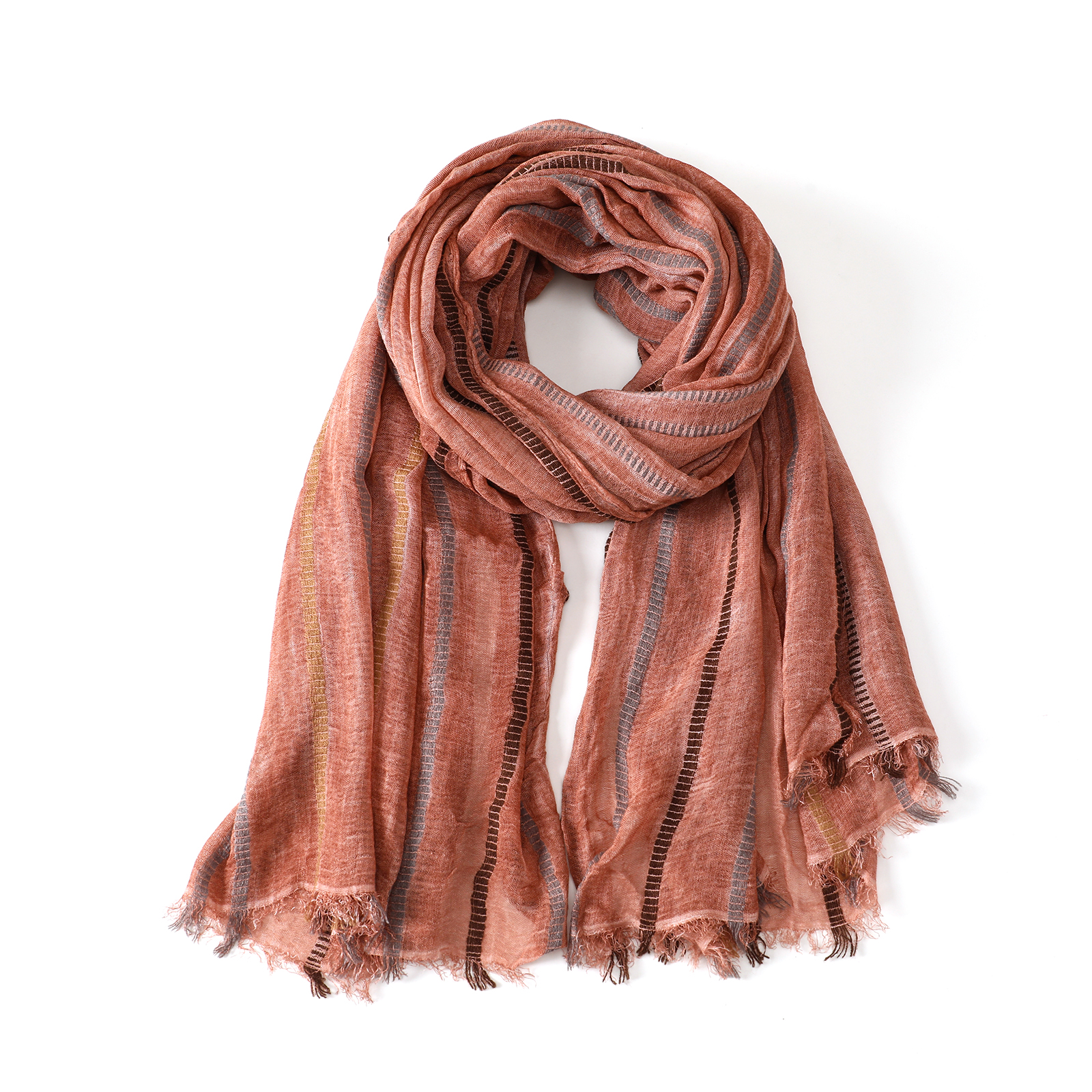 Écharpe en coton et lin rayée tendance pour hommes et femmes, automne-hiver, noir et bleu marine, écharpe chaude pour homme, accessoires masculins, écharpe courte à franges, bufanda
