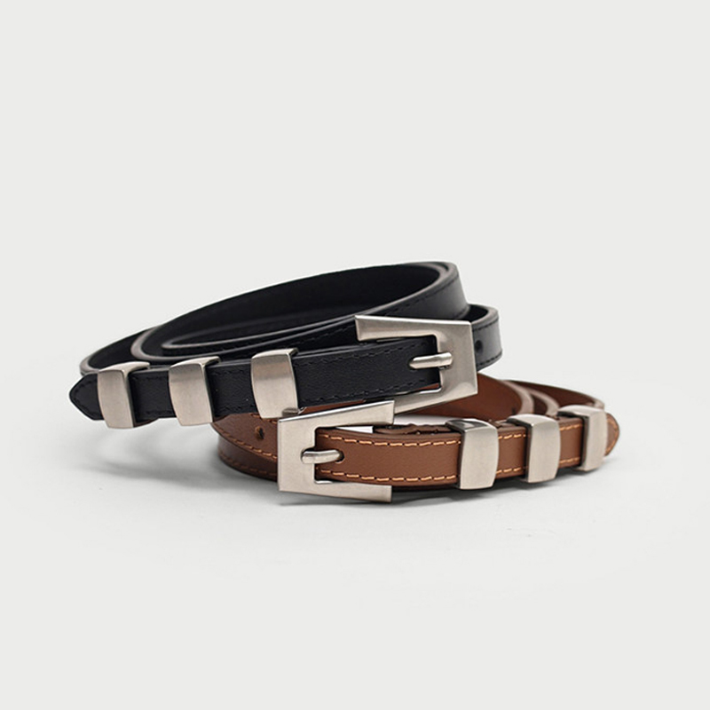 Ceinture skinny décorative en cuir de vachette pour femme, ceinture en cuir structuré doré, ceinture pour jean avec manteau, robe et pull, mode