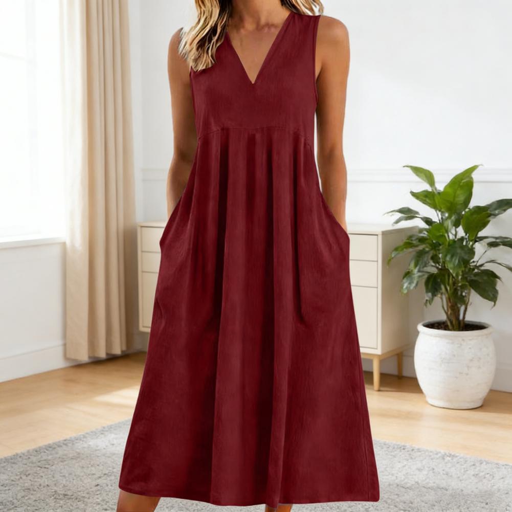 Pantalon large décontracté en coton et lin pour femme, robe d'été sans manches à col en V, pantalon ample décontracté à jambes larges