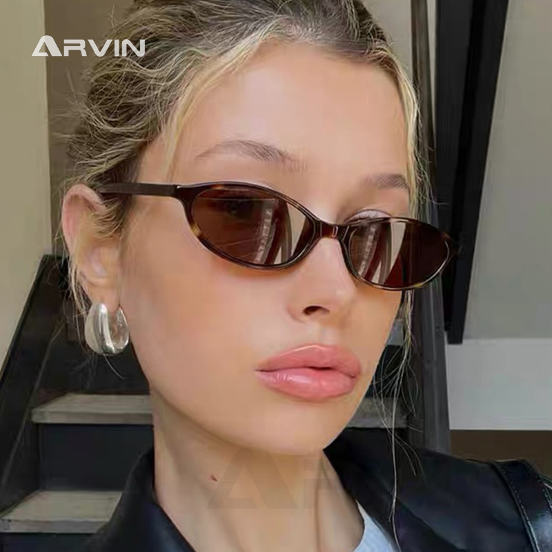Lunettes de soleil marron léopard pour femmes, monture petite, style rétro ovale, de marque tendance